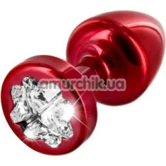 Анальна пробка з прозорим кристалом SWAROVSKI Anni R Clover T2, червона - Фото №1