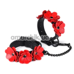 Фіксатори для рук Liebe Seele Flower Rhythm Leather Handcuff, чорно-червоні - Фото №1
