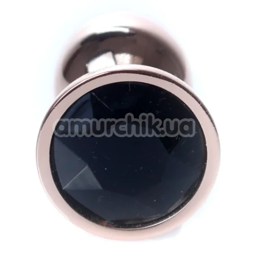 Анальна пробка з чорним кристалом Exclusivity Jewellery Red Gold Plug, золота