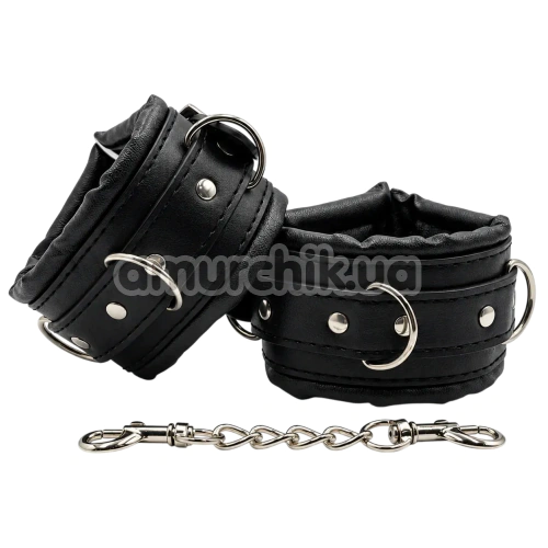 Фіксатори для рук DS Fetish Soft Hand Restraints With Chain, чорні