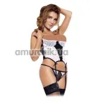 Комплект Hot Nights Delicate Delight Black-White: корсет + трусики-стринги (модель ERL400016) - Фото №1