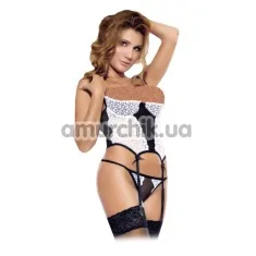 Комплект Hot Nights Delicate Delight Black-White: корсет + трусики-стринги (модель ERL400016) - Фото №1