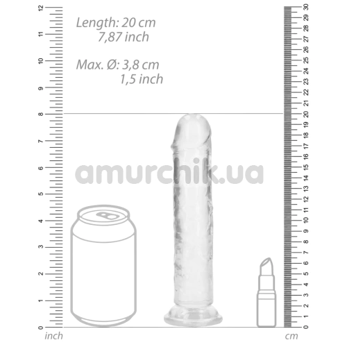 Фалоімітатор Realrock Crystal Clear Dildo Straight 7, прозорий