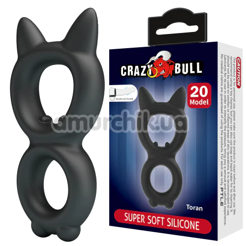 Эрекционное кольцо Crazy Bull Super Soft Silicone Toran, черное