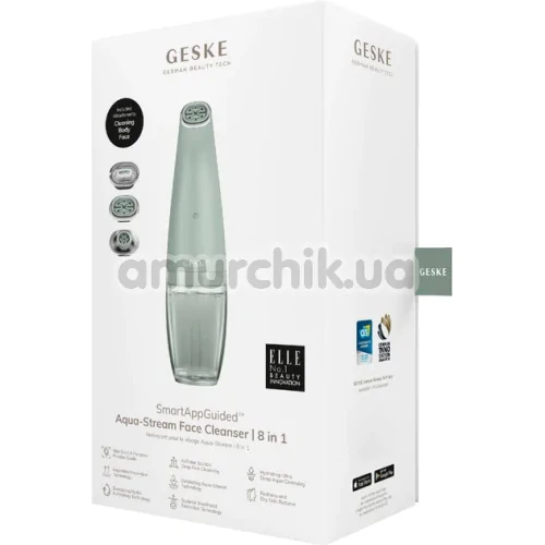 Пристрій для очищення шкіри обличчя Geske Aqua-Stream Face Cleanser 8 in 1, зелений