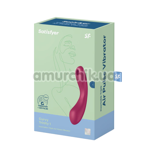 Симулятор орального секса для женщин с вибрацией Satisfyer Curvy Trinity 1, бордовый