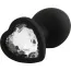 Анальна пробка з прозорим кристалом Silicone Jewelled Butt Plug Heart Small, чорна - Фото №1