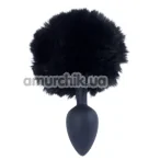 Анальна пробка з чорним хвостиком Boss Series Exclusivity Silikon Bunny Tail, чорна - Фото №1