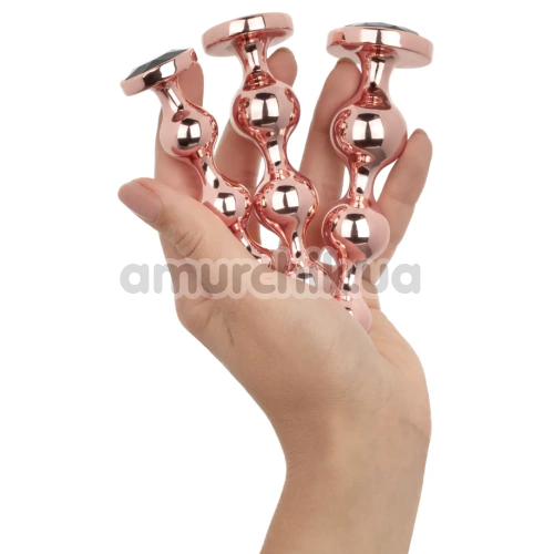 Набор анальных пробок Rosy Gold Nouveau Metal Butt Plug Set 3 Pieces, розовый