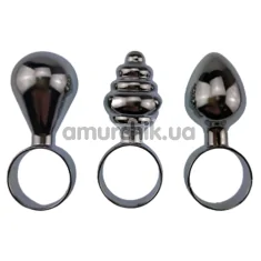 Набор из 3 анальных пробок Mini Anal Plug Butt Plug Training Kit, серебряный - Фото №1