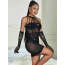 Перчатки Star Night Sparkle Rhinestone Fishnet Gloves, черные - Фото №6