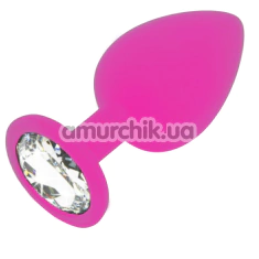 Анальная пробка с прозрачным кристаллом Anal Play Diamond Booty Jewel Large, розовая - Фото №1