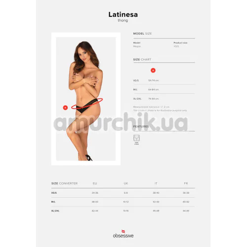 Трусики-стринги Obsessive Latinesa Crotchless, черные