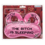 Набор: маска на глаза Eye Mask The Bitch Is Sleeping + наручники Bitch Wild, розово-черный - Фото №1