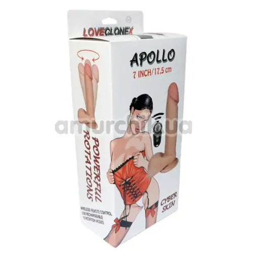 Вибратор с ротацией LoveClonex Apollo 7, телесный