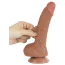 Фалоімітатор Sliding-Skin Dual Layer Dong 7.5 із зігнутим стовбуром, світло-коричневий - Фото №6