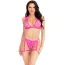 Комплект Leg Avenue Lace Bra Top and Panty With Garters, рожевий: бюстгальтер + трусики-стрінги - Фото №3