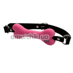 Кляп DS Fetish Mouth Bone Gag Bitch, рожево-чорний - Фото №1
