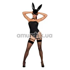 Костюм зайчика Obsessive Bunny, черный: боди + маска + чокер + подтяжки - Фото №1