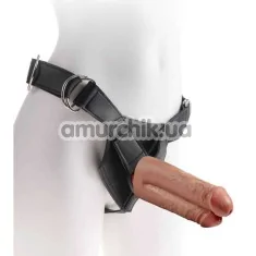 Страпон King Cock Strap-on Harness Two Cocks One Hole 7, тілесний - Фото №1