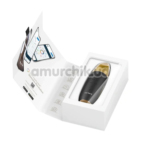 Микротоковый скрабер для кожи лица Geske MicroCurrent Skin Scrubber & Blackhead Remover 9 in 1, черно-золотой