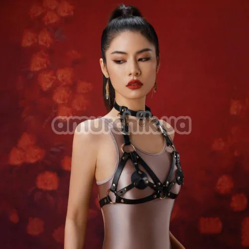 Комплект Lockink Sevanda Queen Sheba Set, черно-золотой: портупея + страпон-гартеры + фаллоимитатор