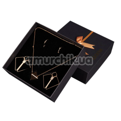 Зажимы для сосков Lockink Minimalism Metal Nipple Clamps with Heavy Pendant And Rings, золотые