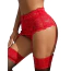 Комплект Star Night Lace Floral Set, красный: пояс для чулок + трусики-стринги - Фото №2