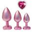 Набор из 3 анальных пробок с розовым кристаллом Gleaming Love Pearl Pink Plug Set, розовый - Фото №1