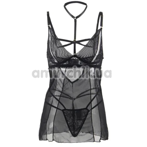 Комплект Star Night Nightgown Sheer Mesh Babydoll, чорний: пеньюар + трусики-стрінги