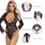 Боди Star Night V-Neck Lace Sexy Bodysuit, синее - Фото №8