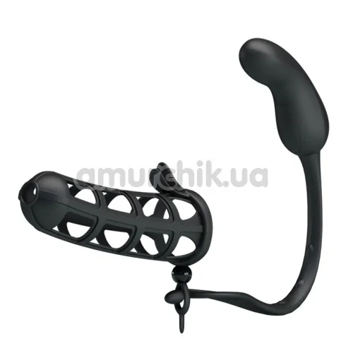 Вибростимулятор простаты с насадкой на пенис Pretty Love Hercules Penis Sheath 26231, черный
