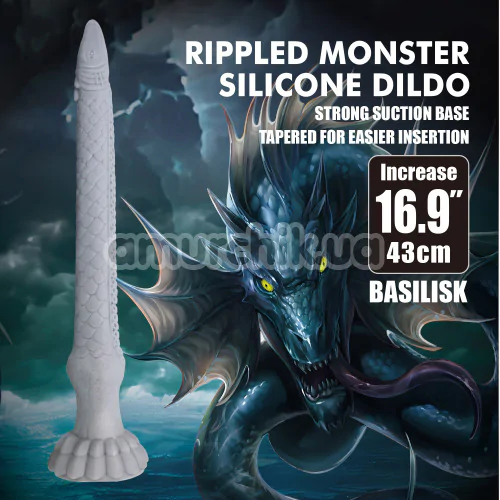 Фалоімітатор Power Monsters Basilisk, срібний
