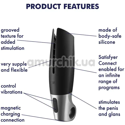 Мастурбатор з вібрацією Satisfyer Power Masturbator Vibrator, чорний