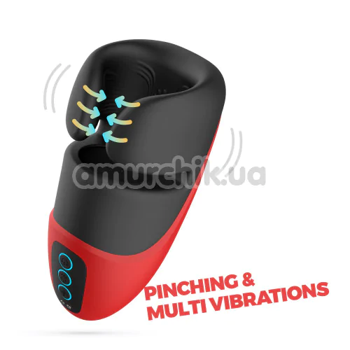 Мастурбатор з вібрацією Crushious Pancho, чорно-червоний