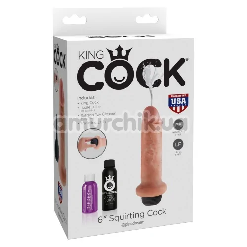 Фалоімітатор з еякуляцією King Cock 6 Squirting Cock, тілесний