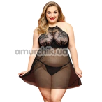 Комплект JSY Sexy Lingerie 8385, черный: пеньюар + трусики-стринги - Фото №1