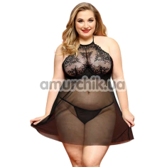 Комплект JSY Sexy Lingerie 8385, чорний: пеньюар + трусики-стрінги - Фото №1
