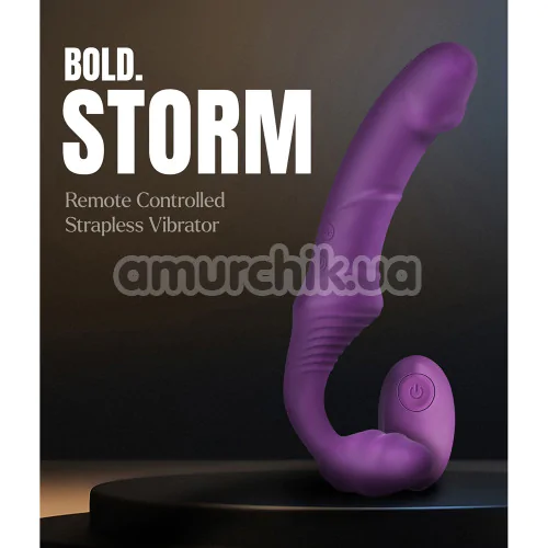 Безремневой страпон с вибрацией Bold Storm Remote Controlled Strapless Vibrator, фиолетовый