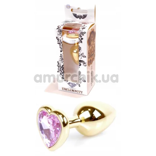 Анальна пробка із рожевим кристалом Exclusivity Jewellery Gold Heart Plug, золота