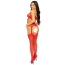 Комплект Leg Avenue Lenceria Set, красный: бюстгальтер + колготки + трусики-стринги - Фото №3