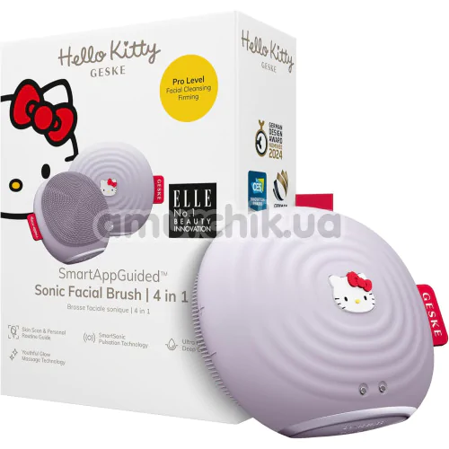 Ультразвуковая щетка для лица Geske Sonic Facial Brush 4 in 1 - Hello Kitty, сиреневая