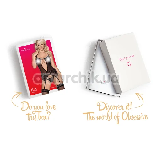 Комплект Obsessive 812-COR-1 черный: корсет + трусики-стринги 