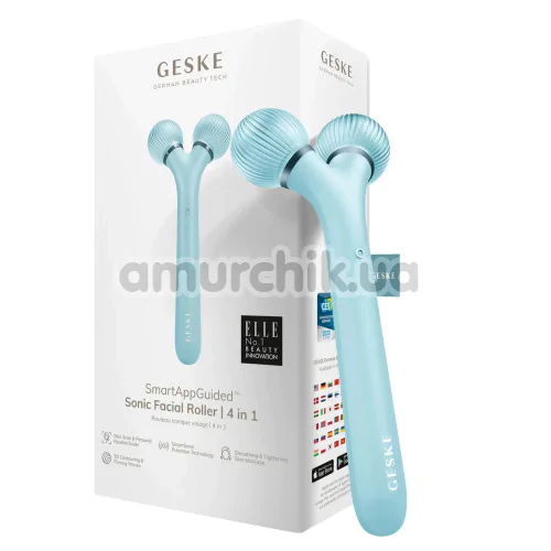 Ультразвуковий масажер для обличчя Geske Sonic Facial Roller 4 in 1, бірюзовий