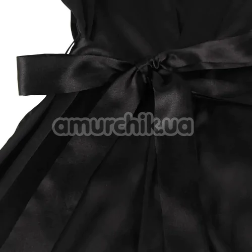 Пеньюар Star Night Ruth Satin & Lace Long Sleeve Robe, чорний
