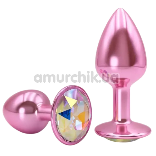 Анальна пробка з райдужним кристалом Alume Metal Plug S, рожева