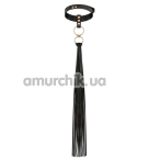 Нашийник з флогером Rosy Gold Nouveau Collar With Flogger, чорний - Фото №1