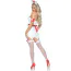 Костюм медсестри Leg Avenue Vinyl ER Hottie белый: сукня + фартух + повязка на руку + чепчик - Фото №3