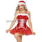 Костюм новогодний JSY Sexy Lingerie 5911, красный: платье + головной убор - Фото №1