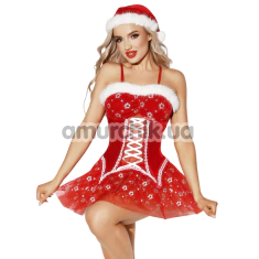 Костюм новогодний JSY Sexy Lingerie 5911, красный: платье + головной убор - Фото №1